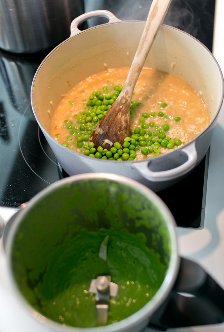 Pea Risotto with Prosecco - Sandra Loves